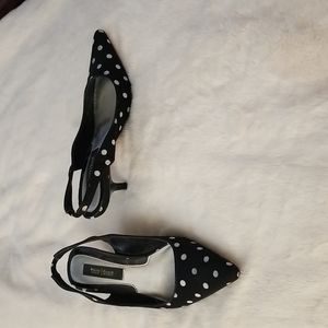 2"  black/white poka dot heels